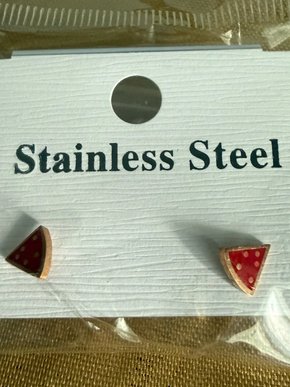 Red Watermelon Slice Stud Earrings